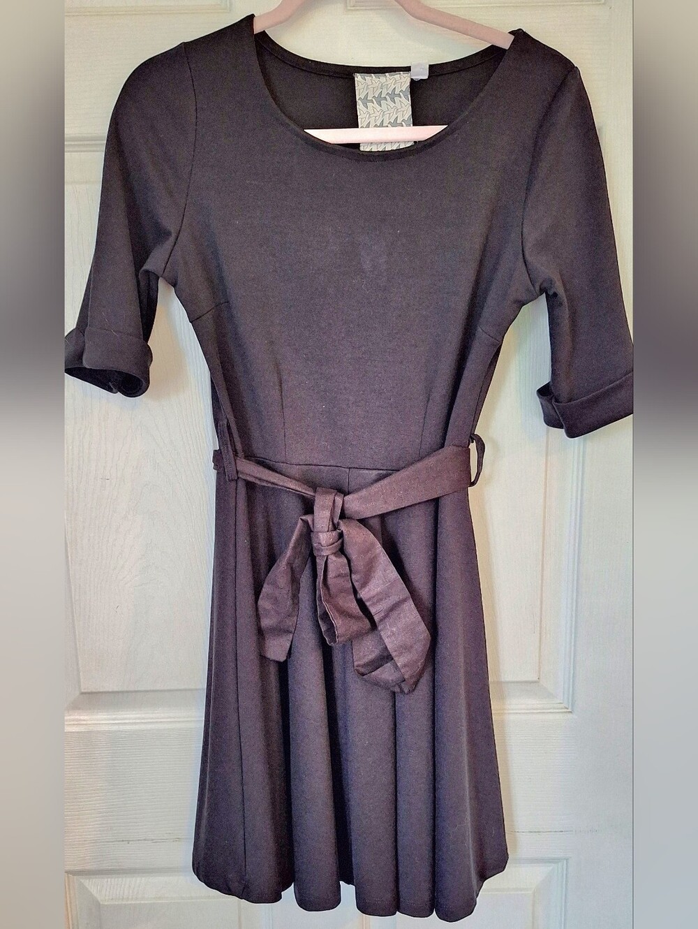 Others Follow Black Fit & Flare Dress Tie Waist Medium